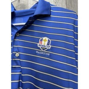 Ryder Cup HazeltIne  Golf Polo M/L Blue &White Stripes